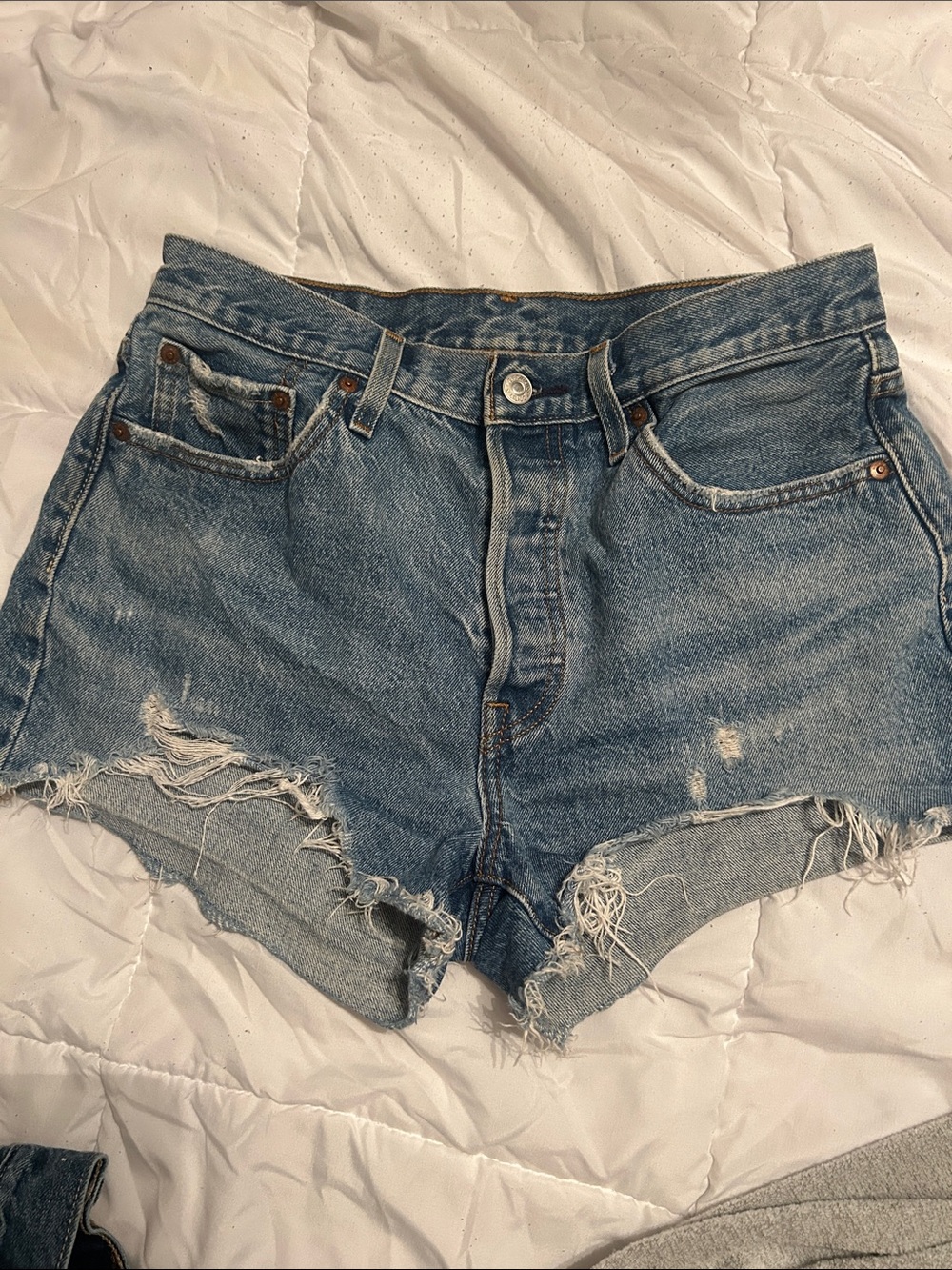 Levi's Light Blue Distressed Denim Cutoff Shorts
